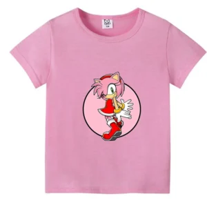 T-shirt Sonic Amy Rose Pour Enfants Rose A1